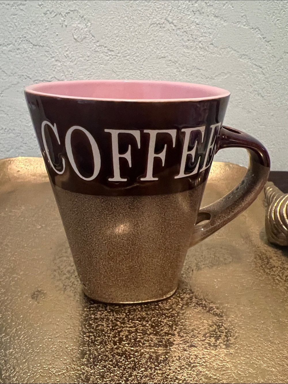 #2005**COFFEE Ceramic Mug with Pink Interior